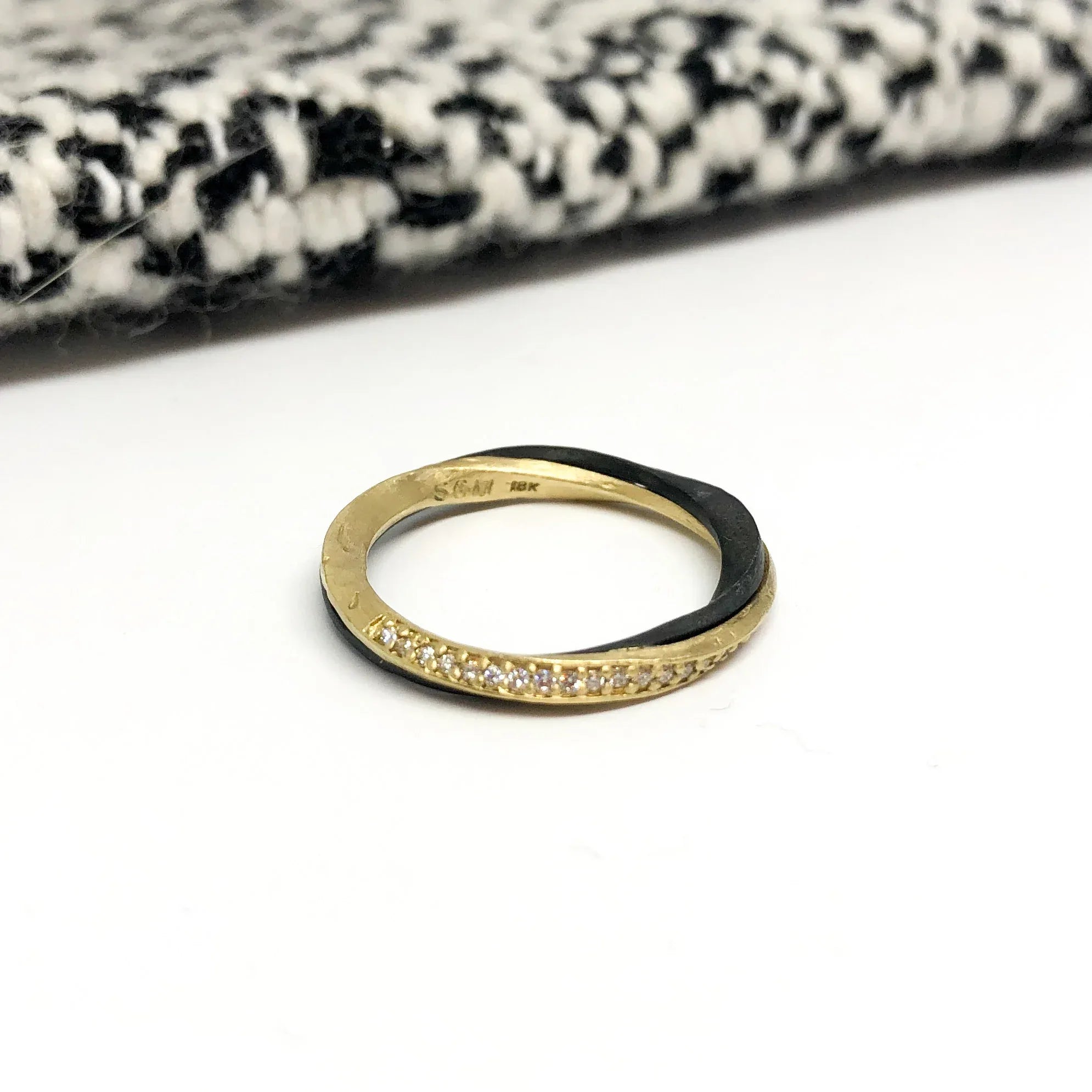 Gold and Cobalt Chrome Diamond 'Eclipse' Band