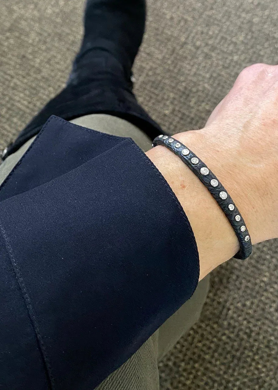 Cobalt Chrome and Diamond Hinge Bracelet