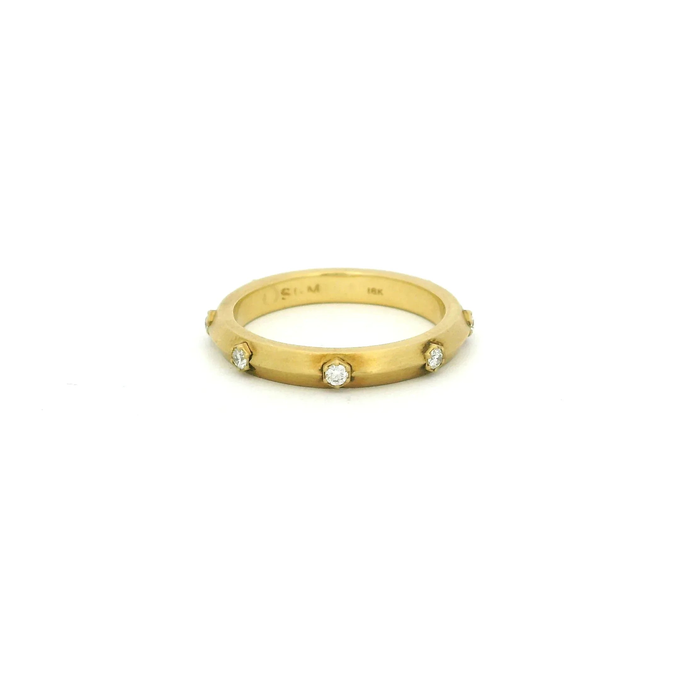 Yellow Gold & Diamond Hex Stacking Ring