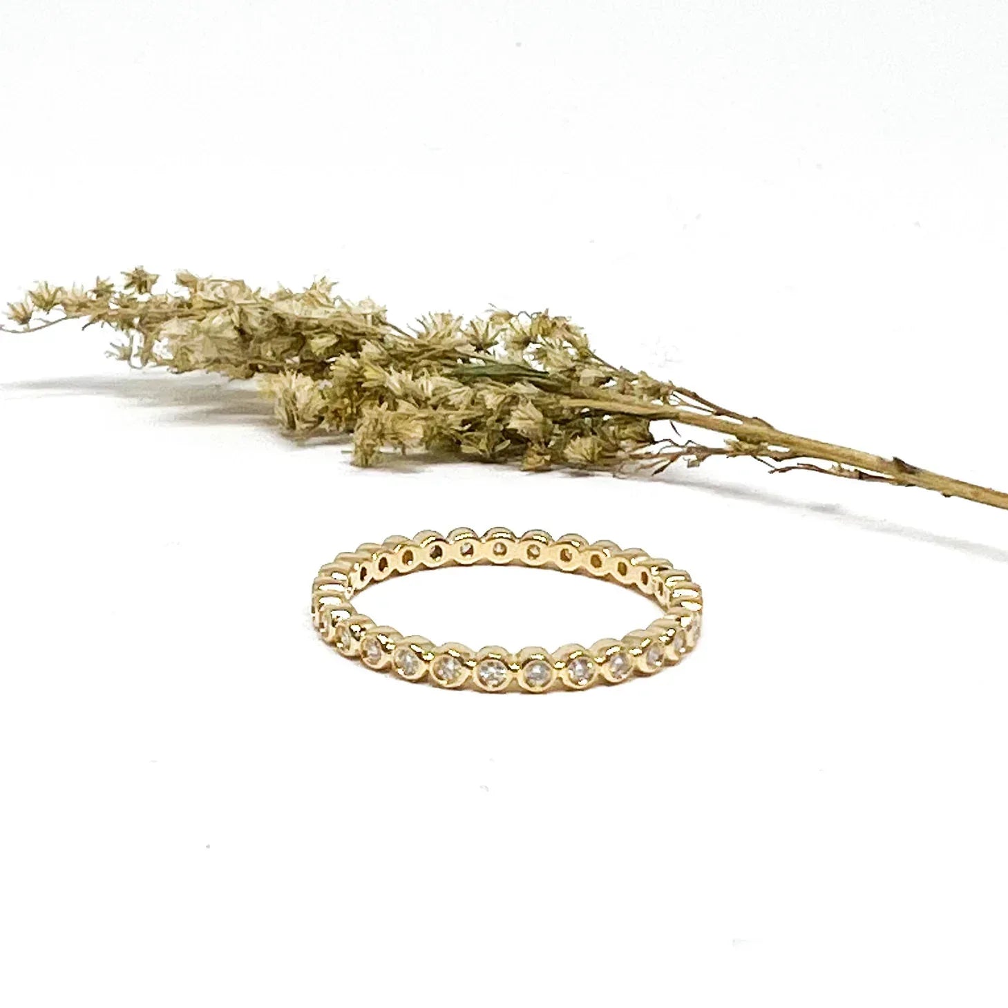 Yellow Gold and Diamond Mini Bezel Ring