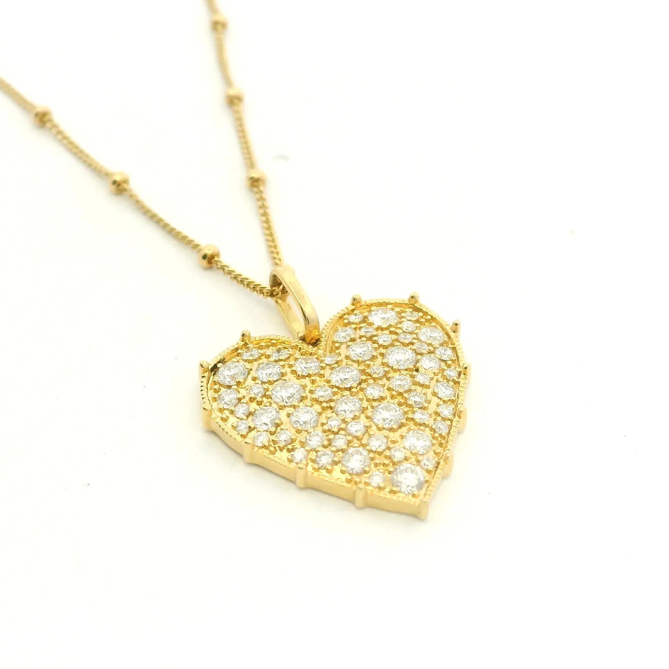 Yellow Gold and Diamond Heart Pendant