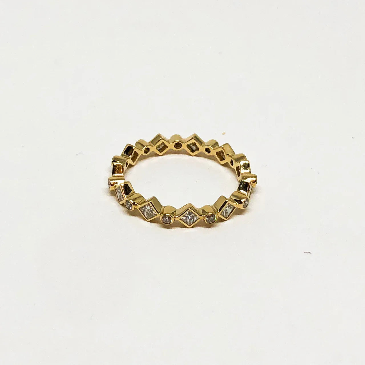 Round Brilliant and Princess Cut Stackable Ring