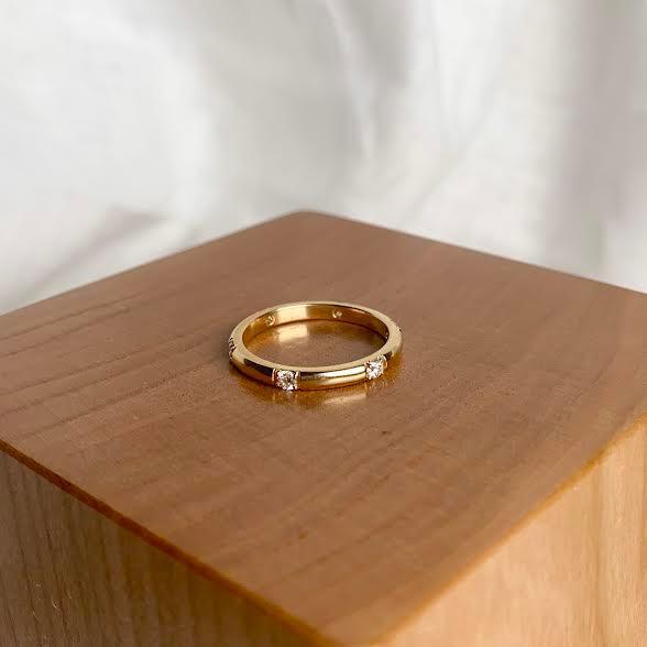 Yellow Gold and Diamond Stacking Ring