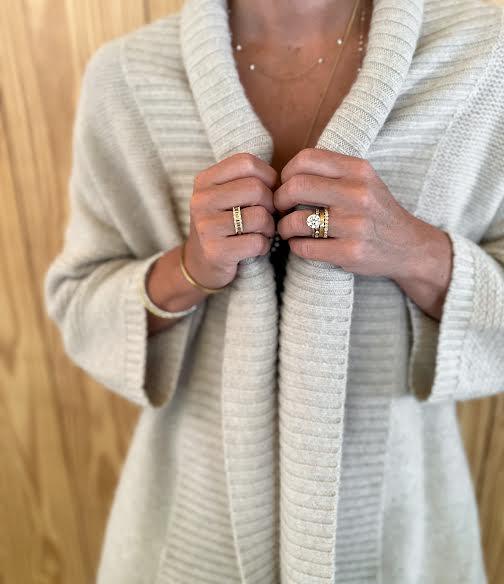 Yellow Gold and Diamond Hexagonal Band