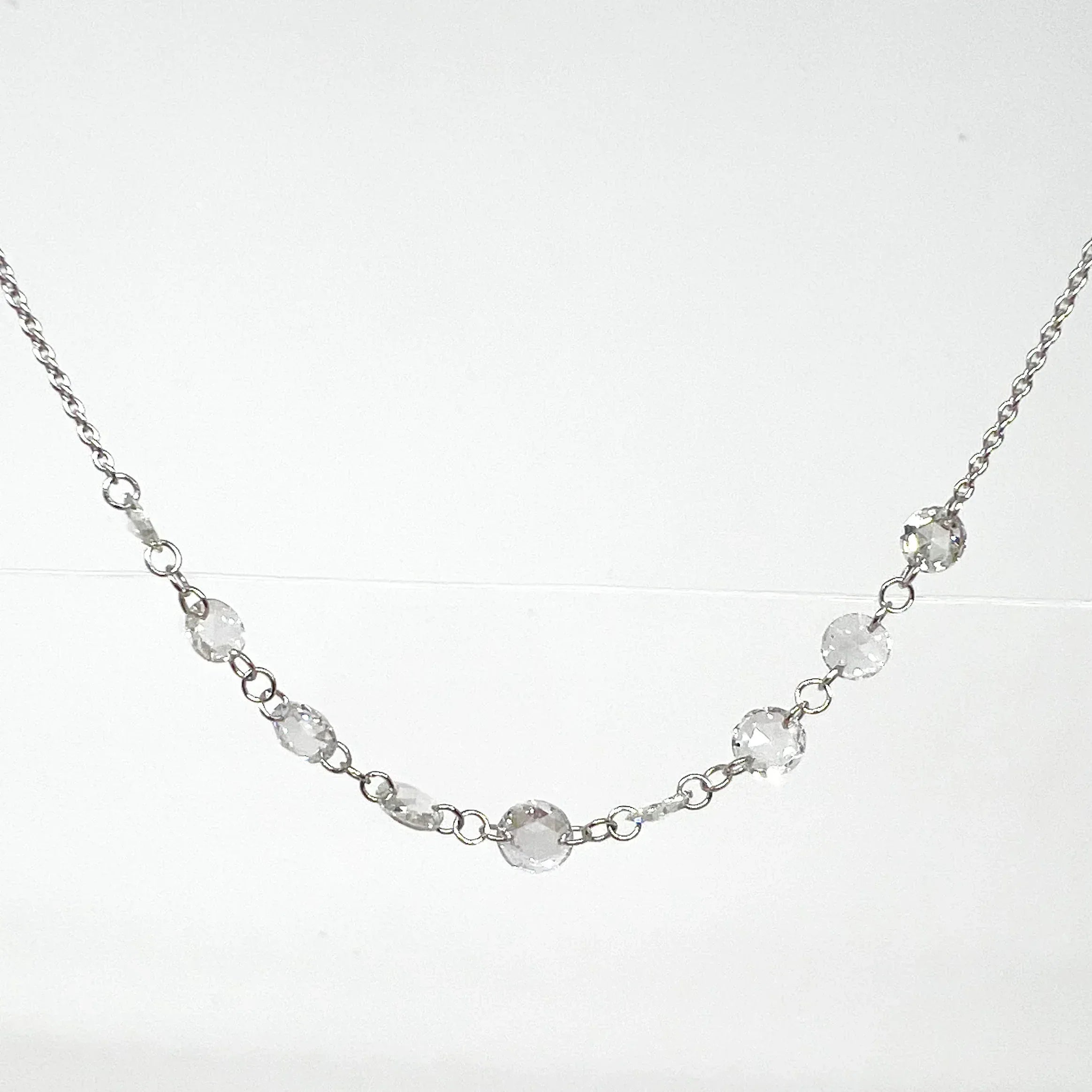 White Gold, Rose Cut Diamond Strand Necklace