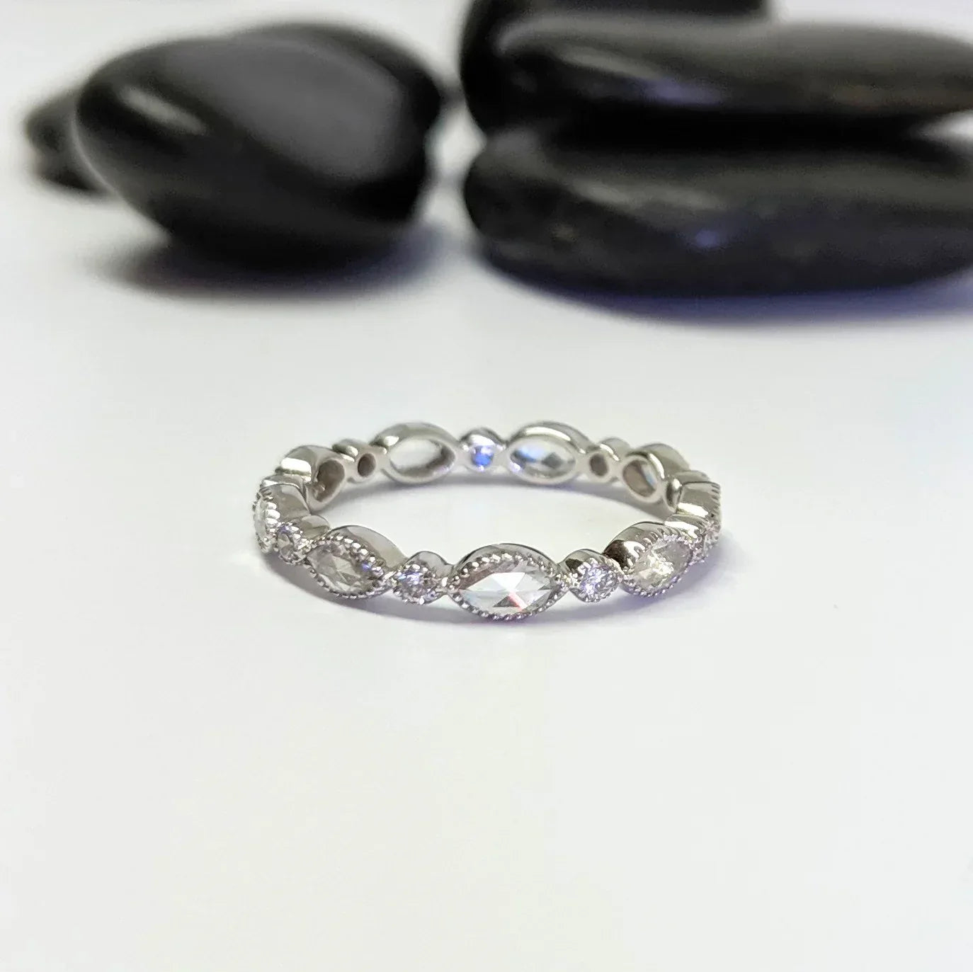 Marquise, Round Diamond Bezel Band