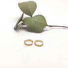 Yellow Gold and Diamond Milligrain Mini Hoops