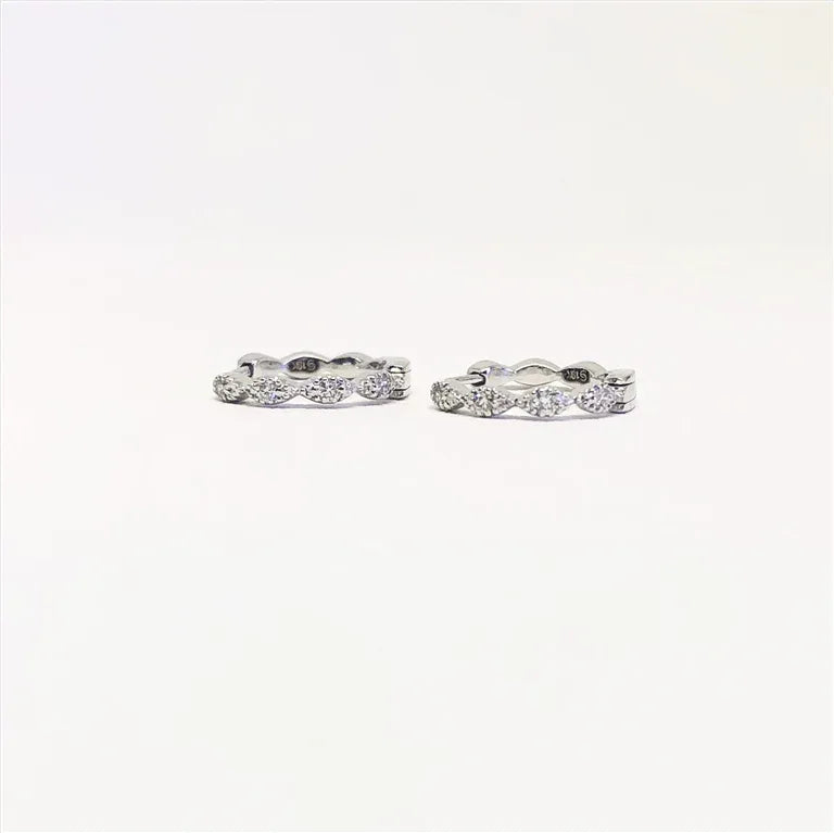 White Gold Diamond Marquis Huggies