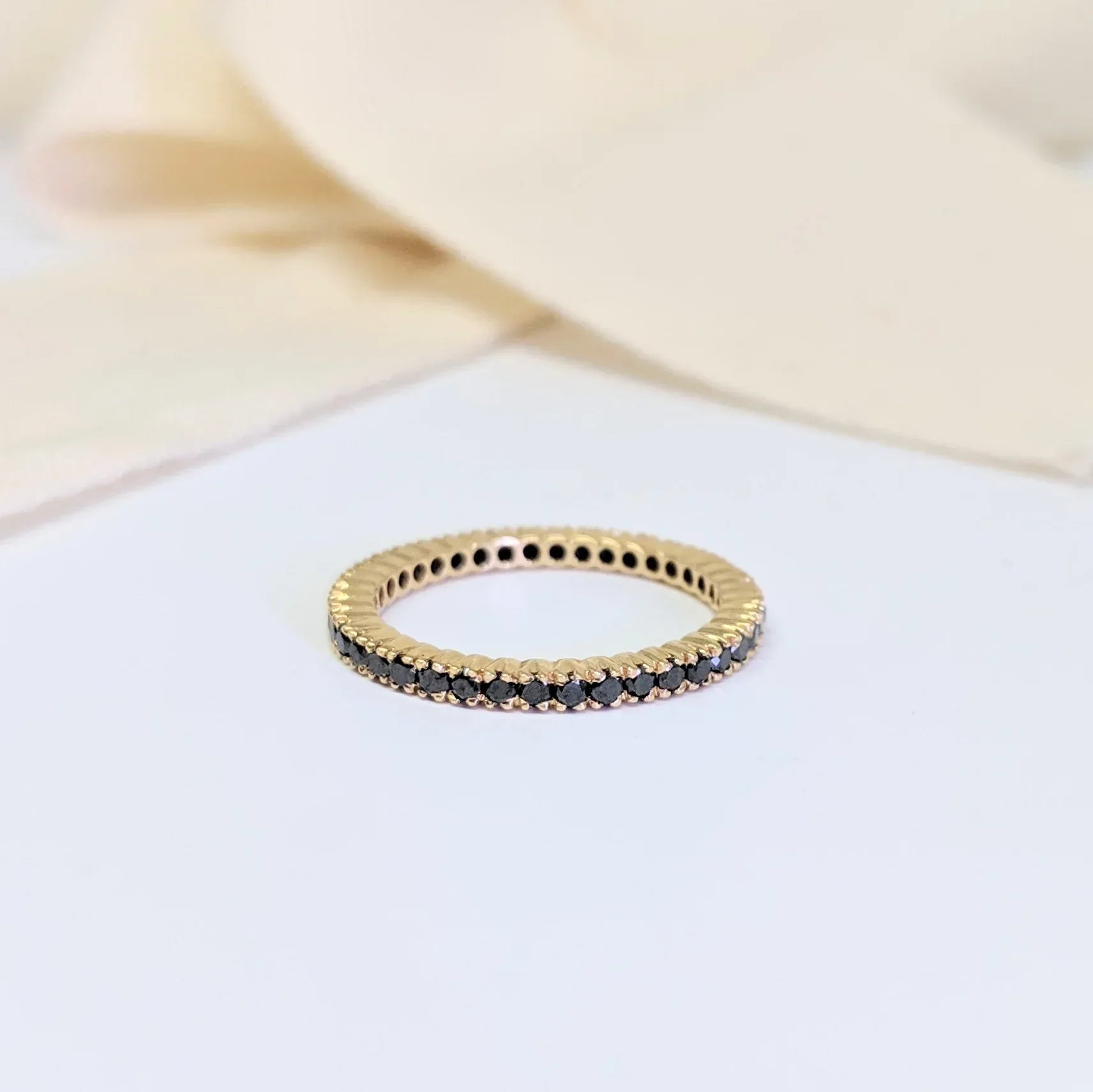 Yellow Gold, Black Diamond Eternity Band