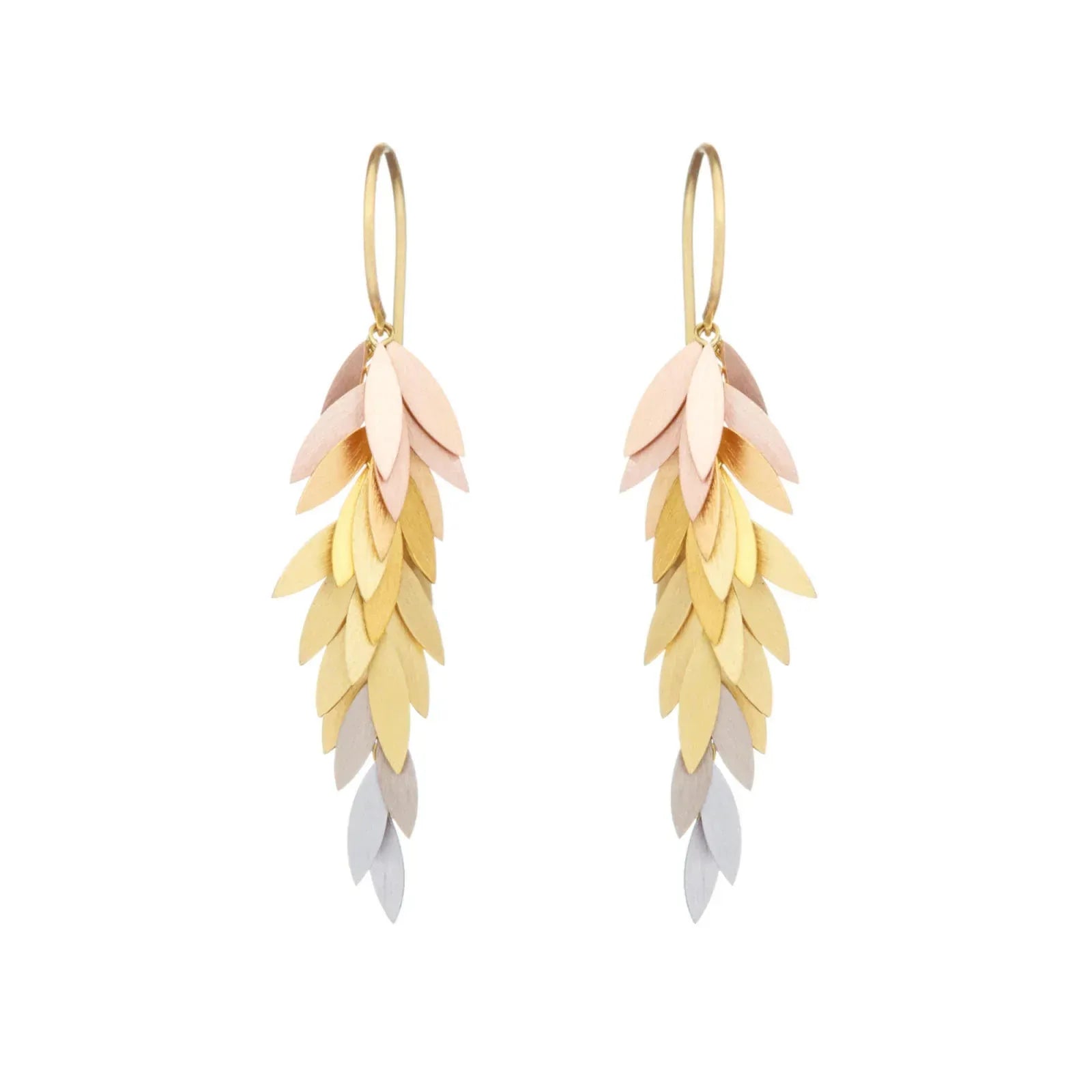 Rainbow Gold Falling Leaf Earrings