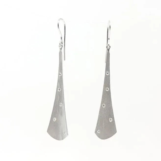 Matte Long Diamond Orchid Earrings
