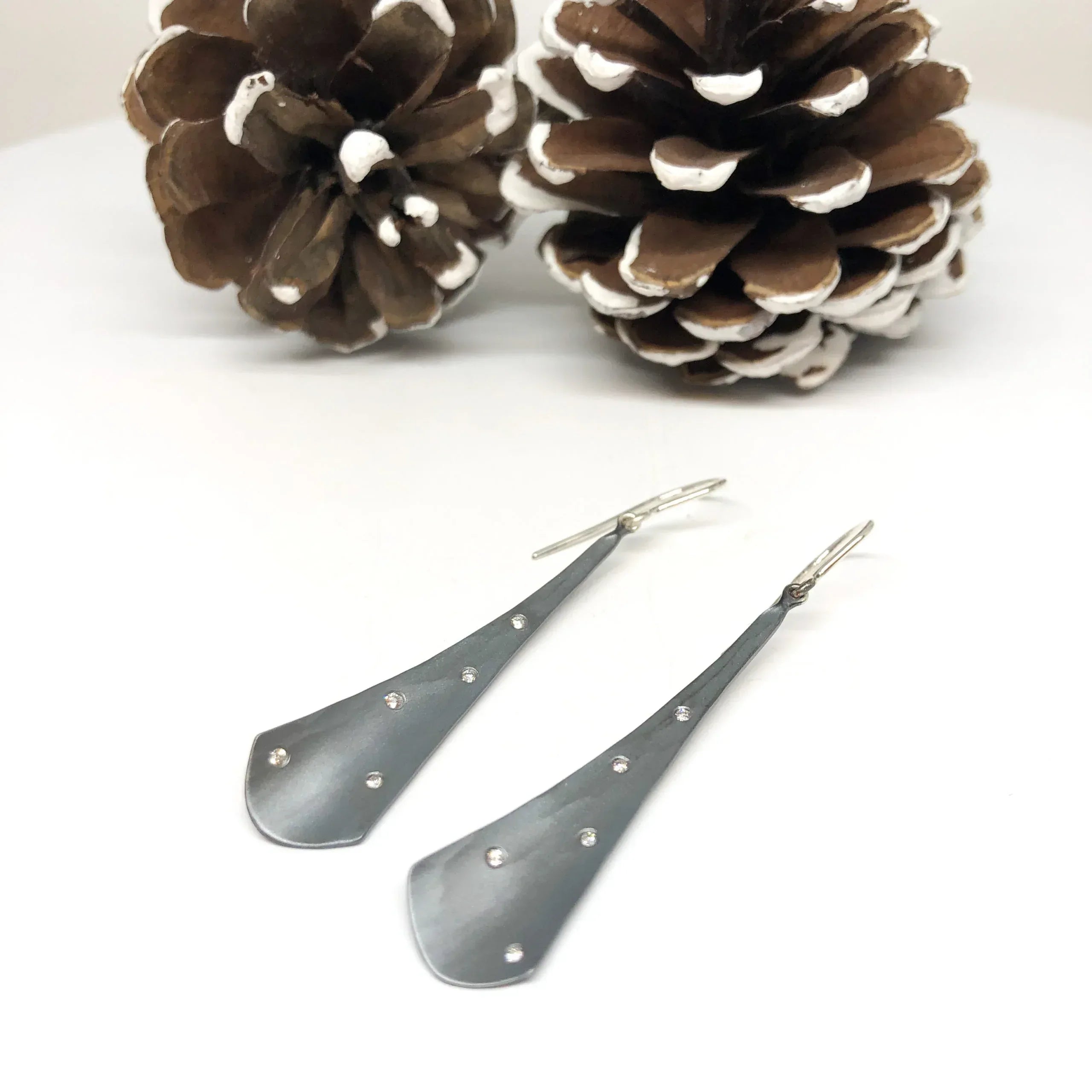 Diamond and Sterling Orchid Earrings