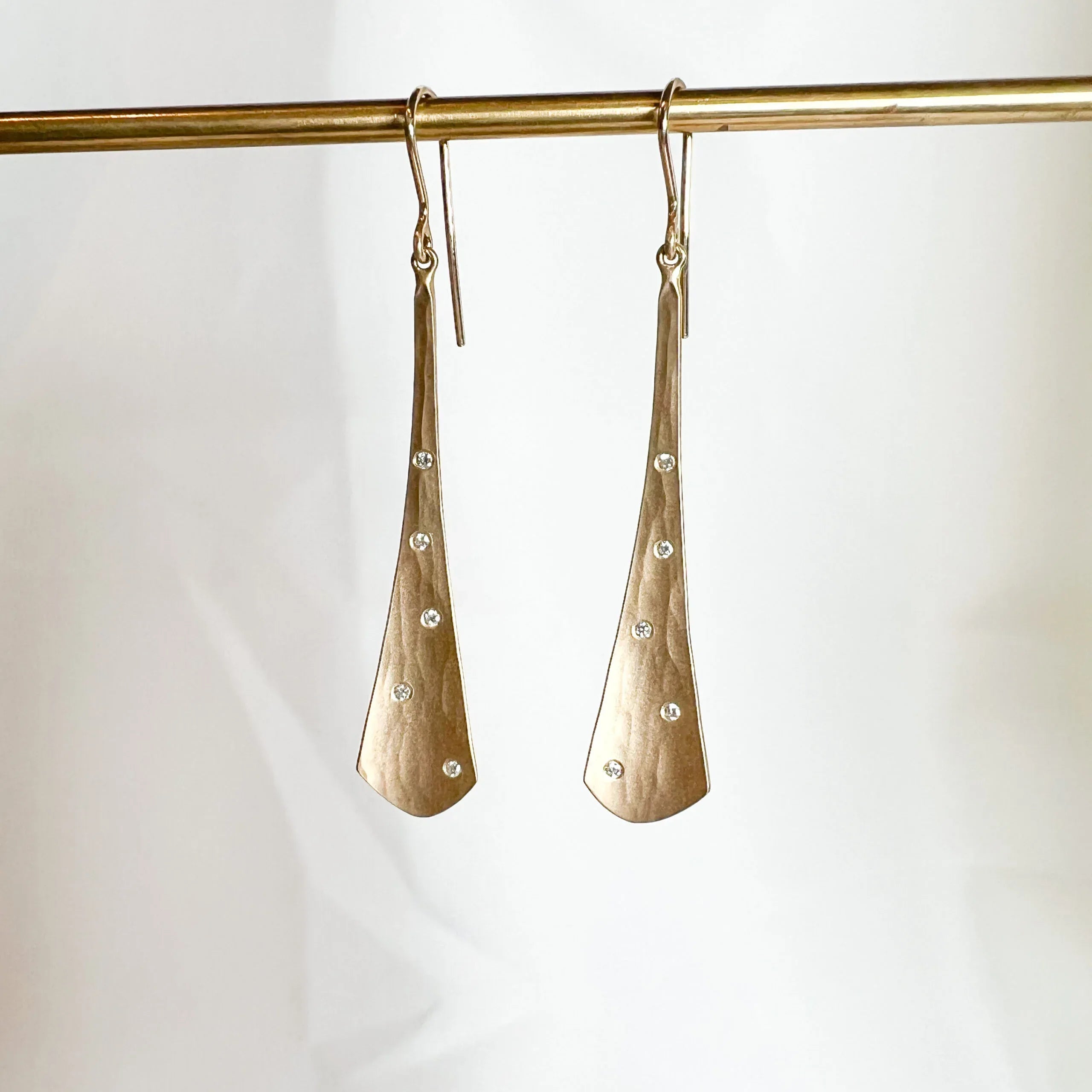 EcoGold and Diamond Articulated Orchid Earrings