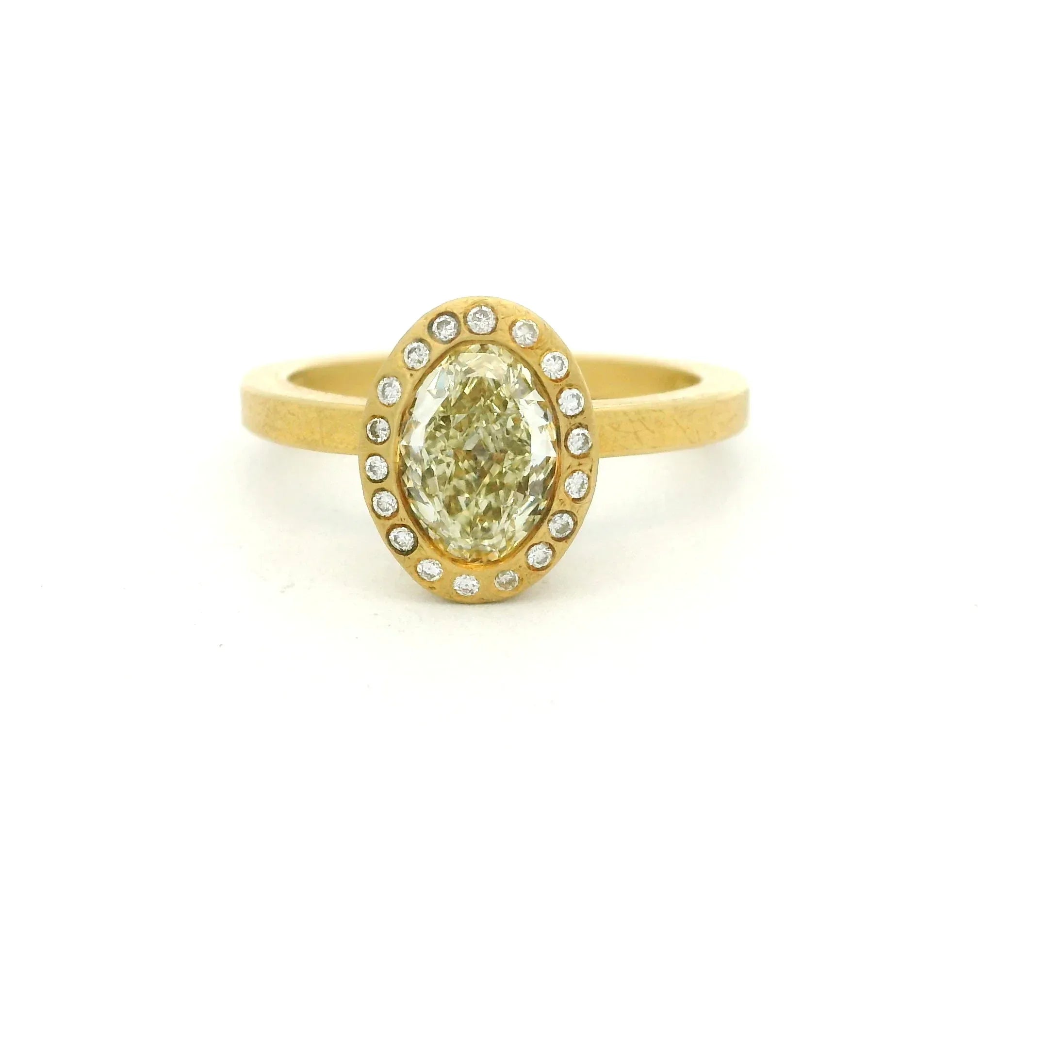 Yellow Gold Oval Diamond Halo Ring