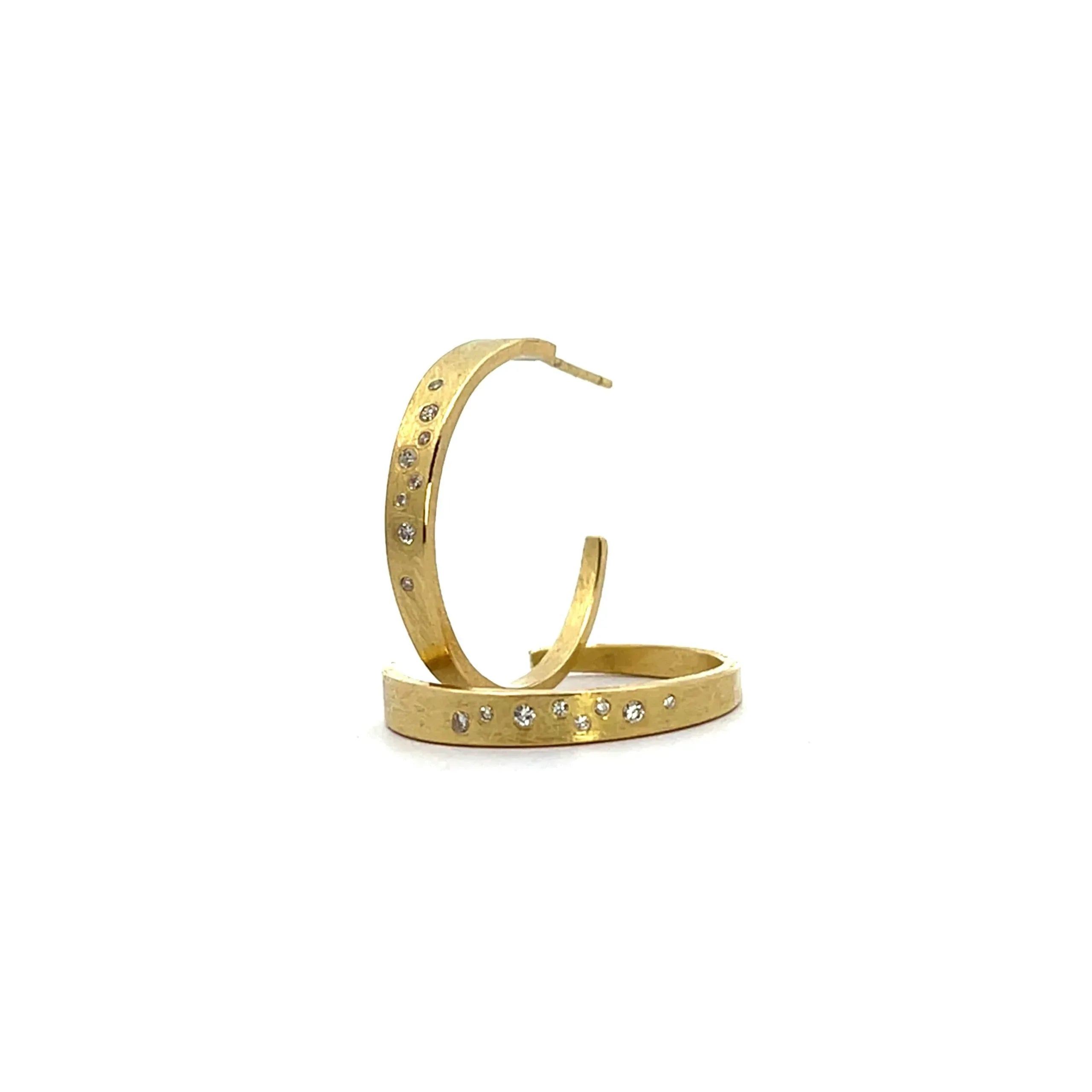 18 karat Yellow Gold and Diamond Hoops