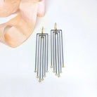 Elongated Oxidized "Ribbon" Earrings