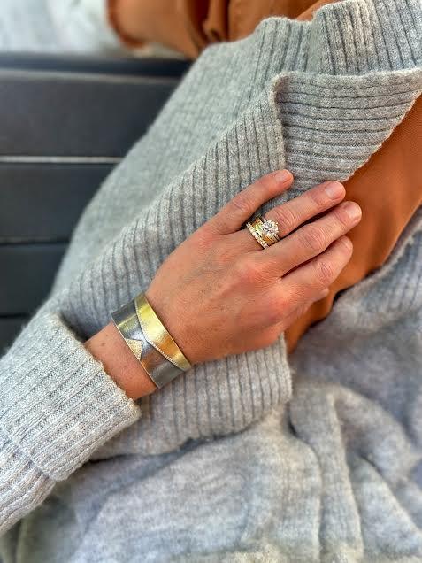 Geometric Mixed Metal Cuff