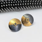 Handforged Mixed Metal Shield Earrings