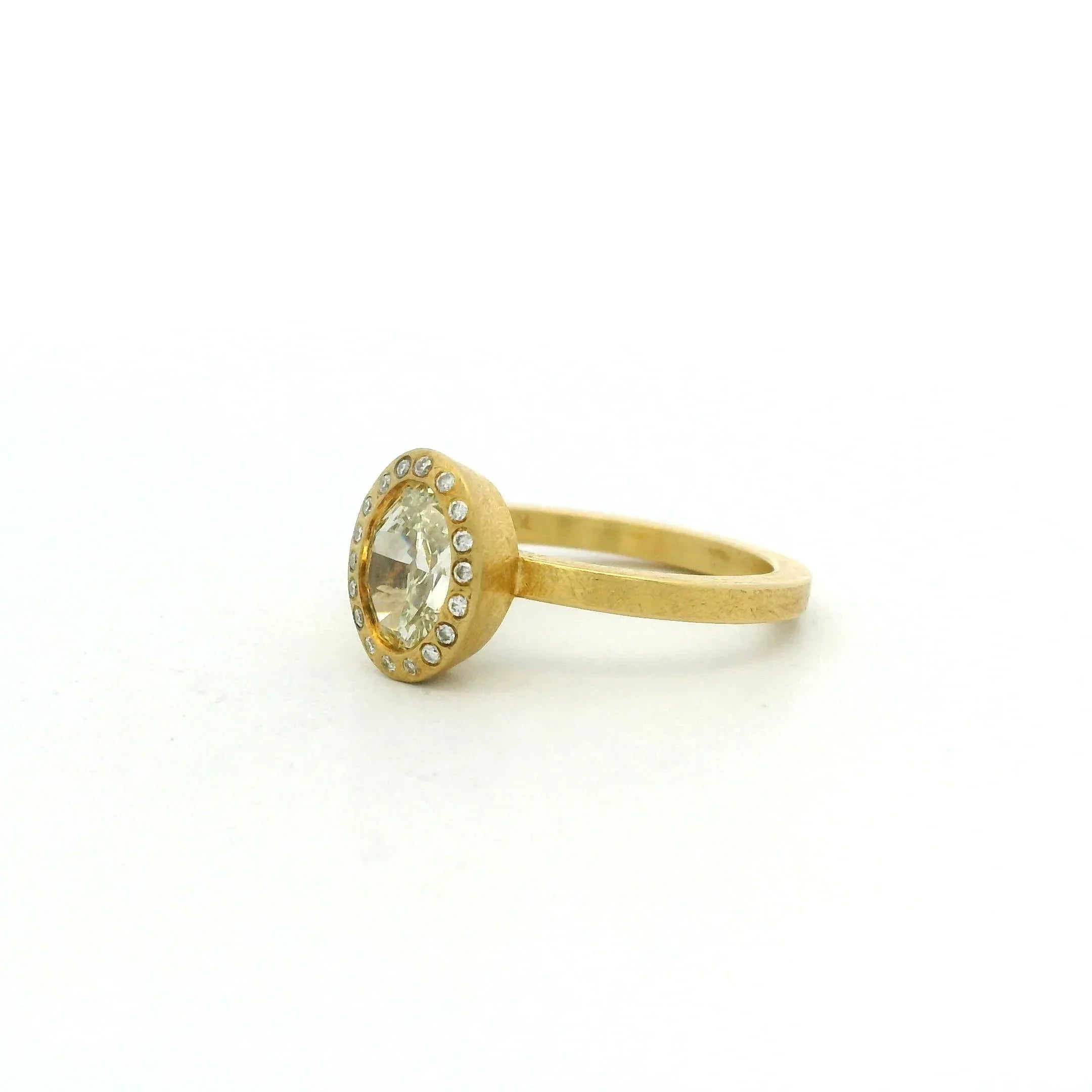 Yellow Gold Oval Diamond Halo Ring