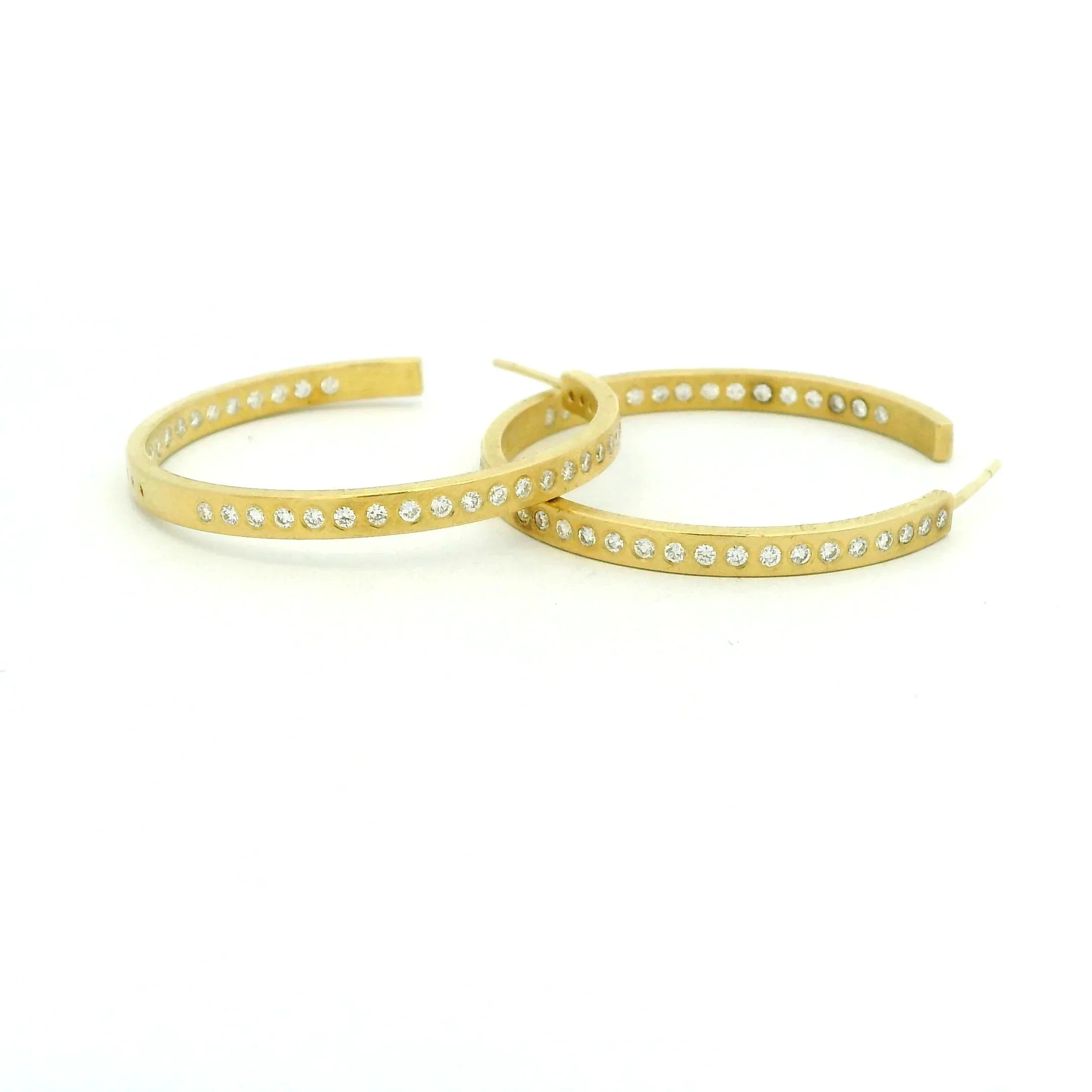 18 karat Yellow Gold and Diamond Hoop Earrings