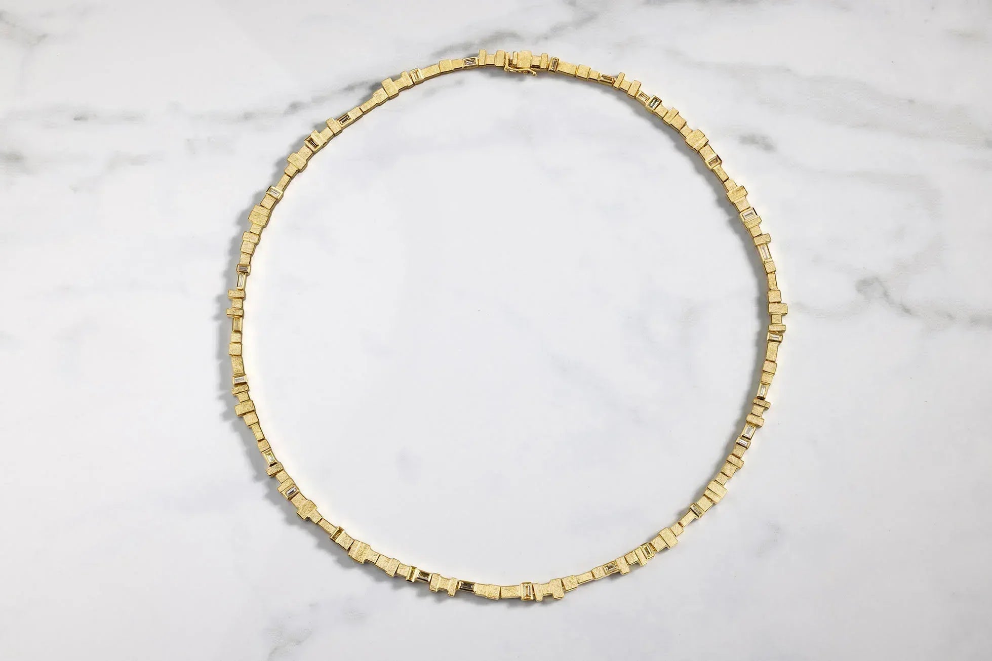 18 karat Yellow Gold and Baguette Diamond Necklace