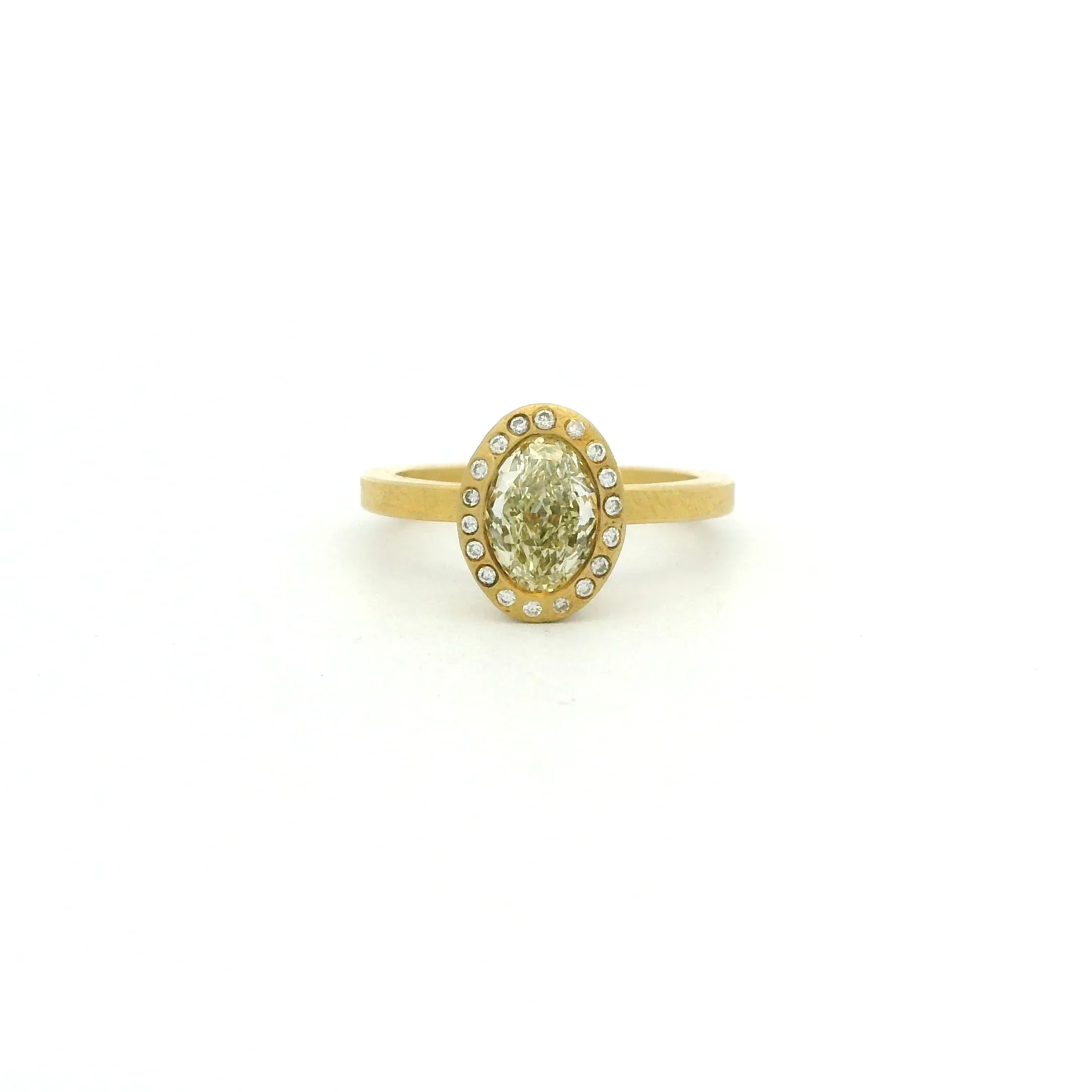 Yellow Gold Oval Diamond Halo Ring