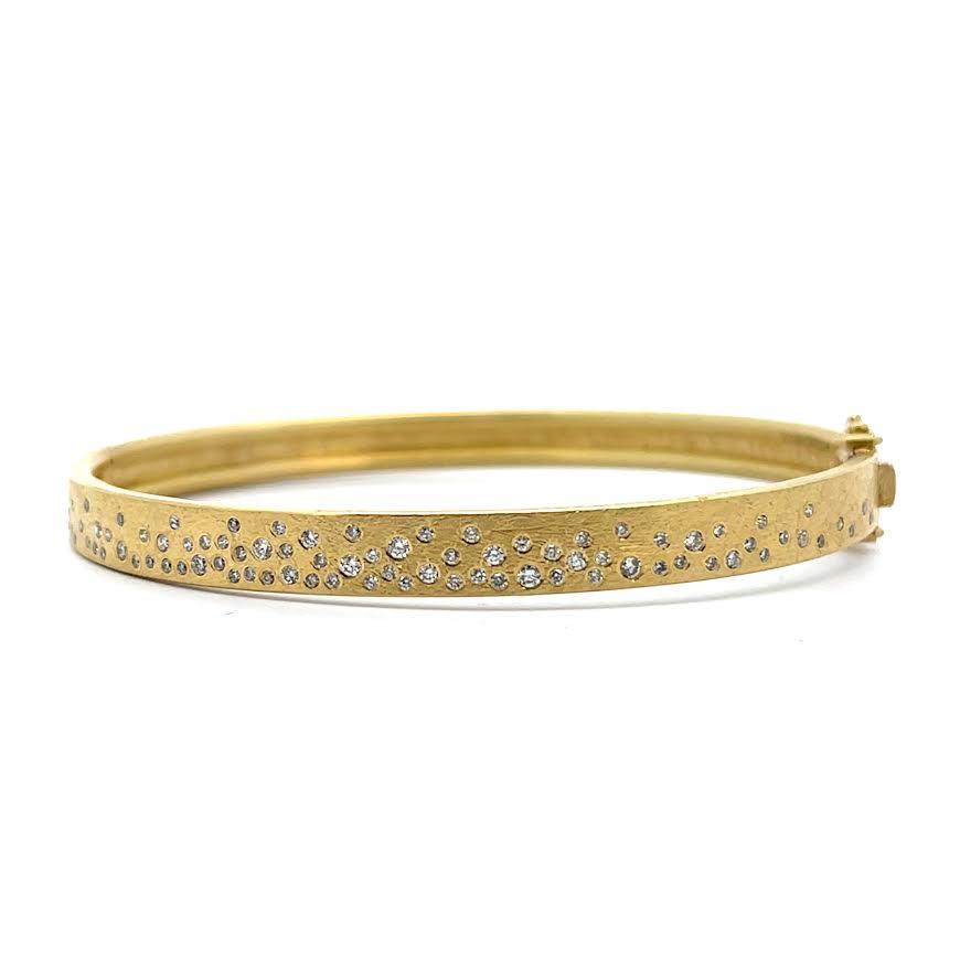18 karat Yellow Gold and Diamond Hinge Cuff