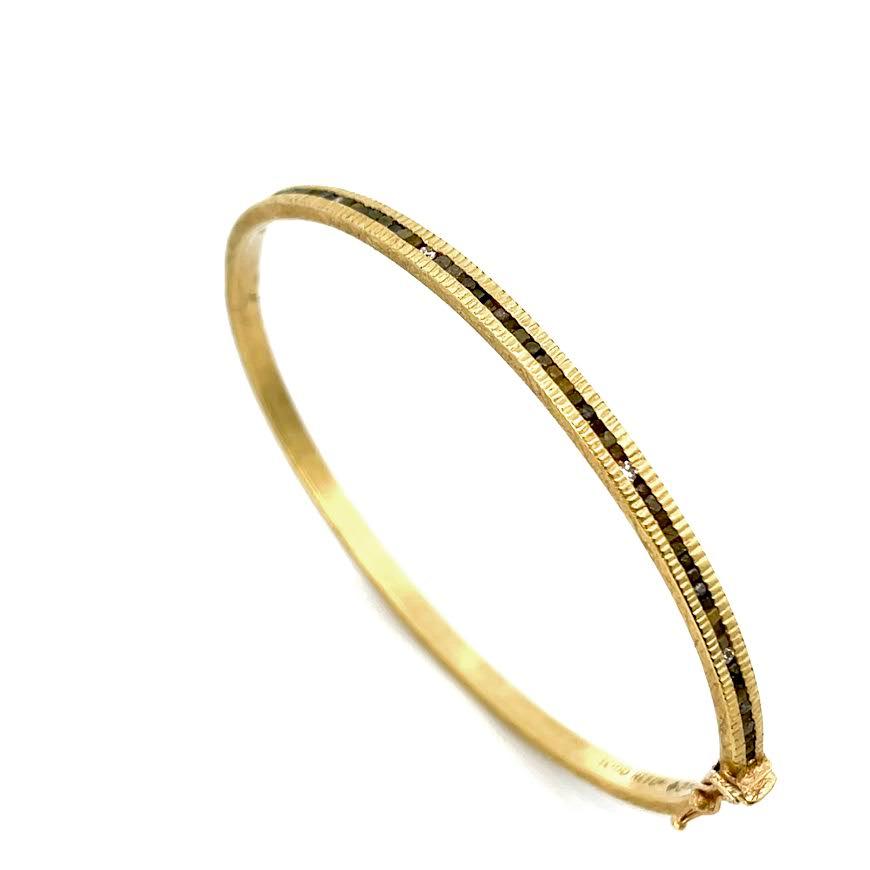 Gold and Raw Cube and Round Brilliant Diamond Cuff