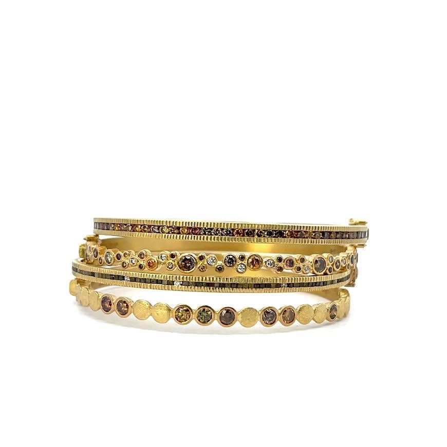 2mm Autumn Brilliant Diamond Hinged Gold Cuff