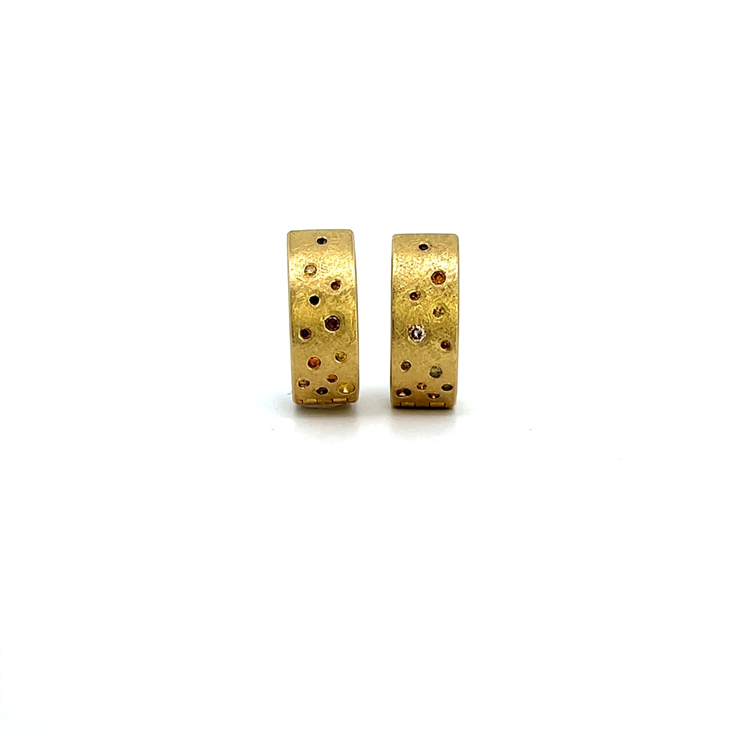 18 karat Yellow Gold and Autumn Diamond Huggie Hoops