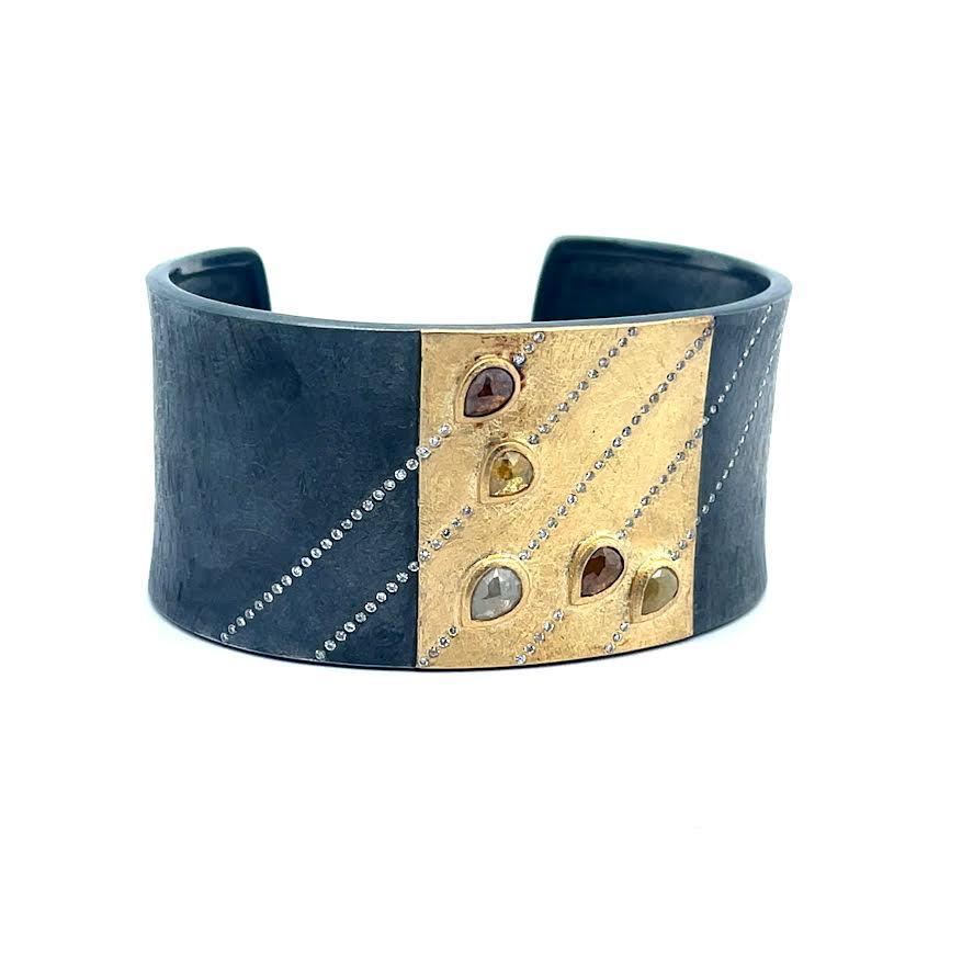 Hand Forged Diamond Cuff