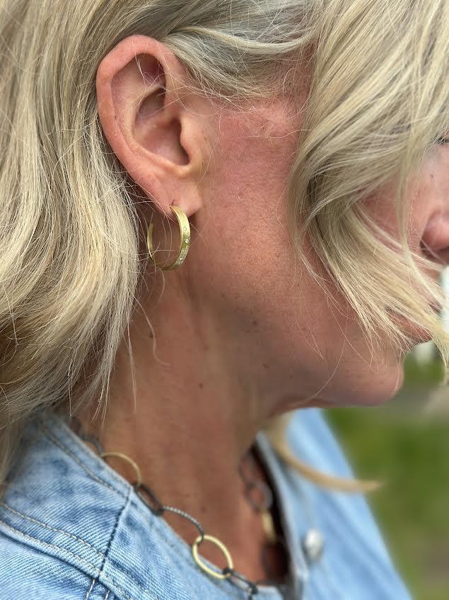 18 karat Yellow Gold and Diamond Hoops