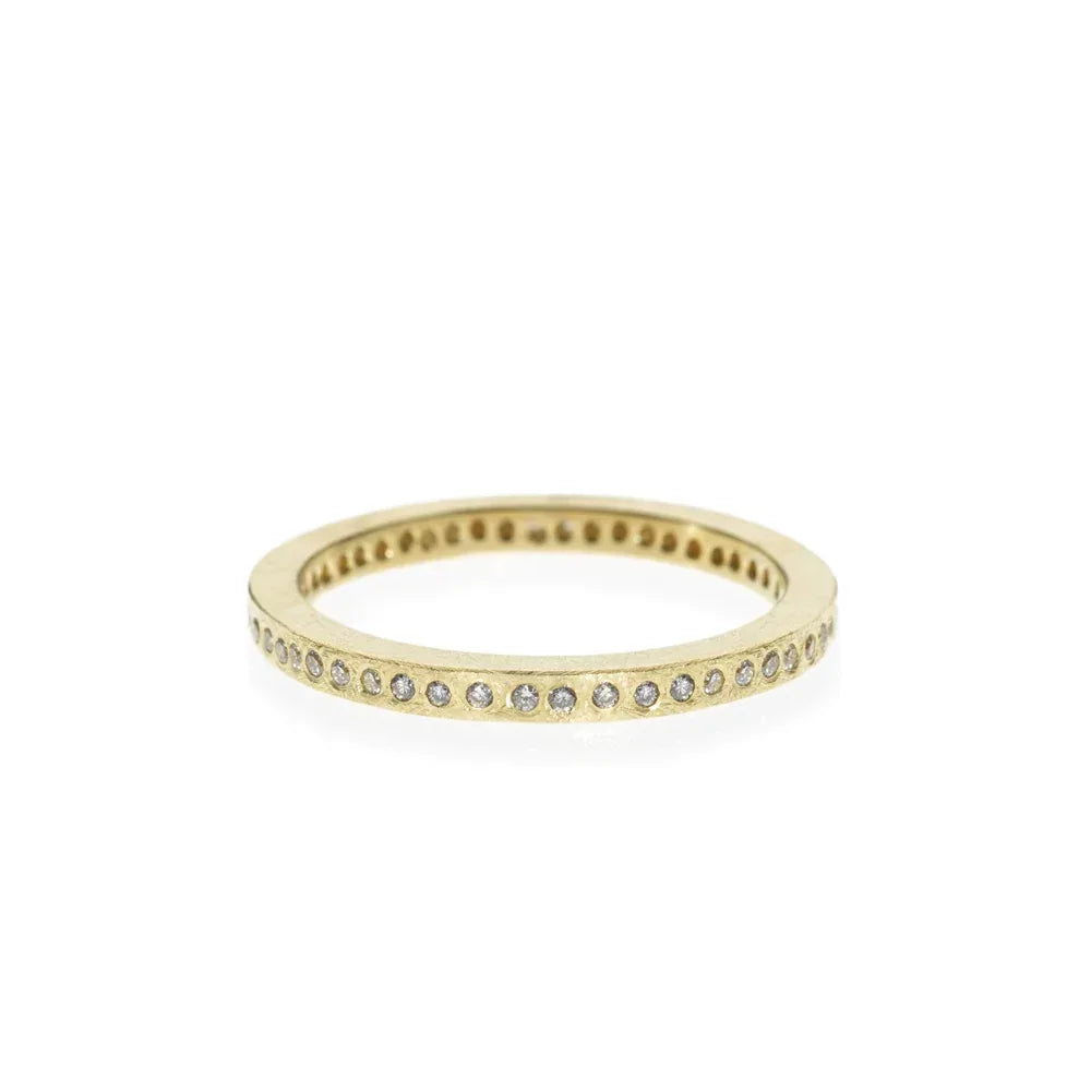 Yellow Gold Brilliant Cut Diamond Flush Set Eternity Band