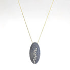 Handforged Oxidized Silver Oval Pendant with Diamonds