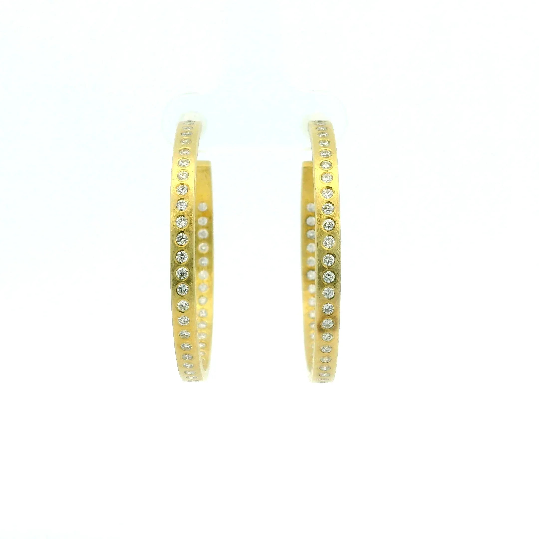 18 karat Yellow Gold and Diamond Hoop Earrings
