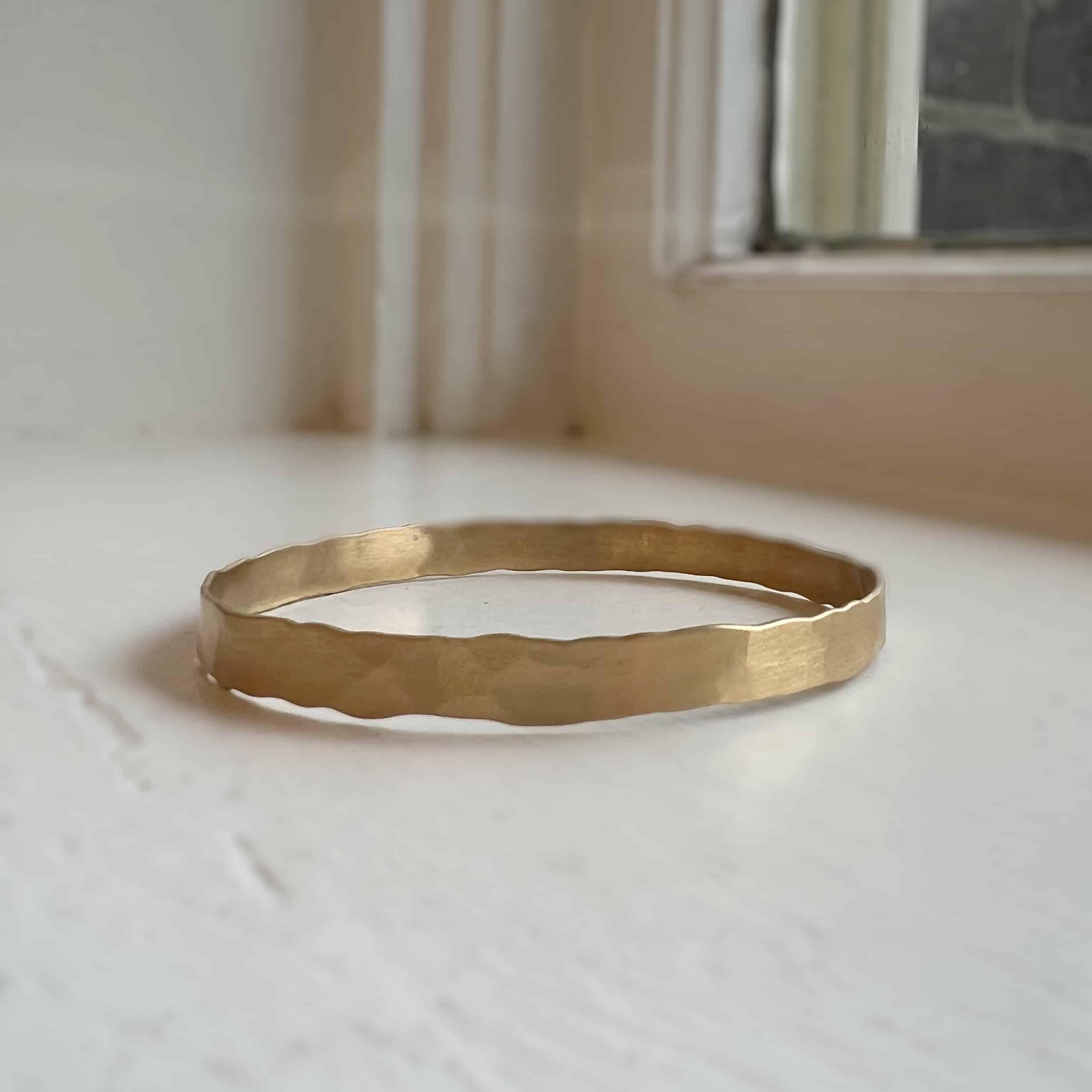 Yellow Gold Hammered Bangle