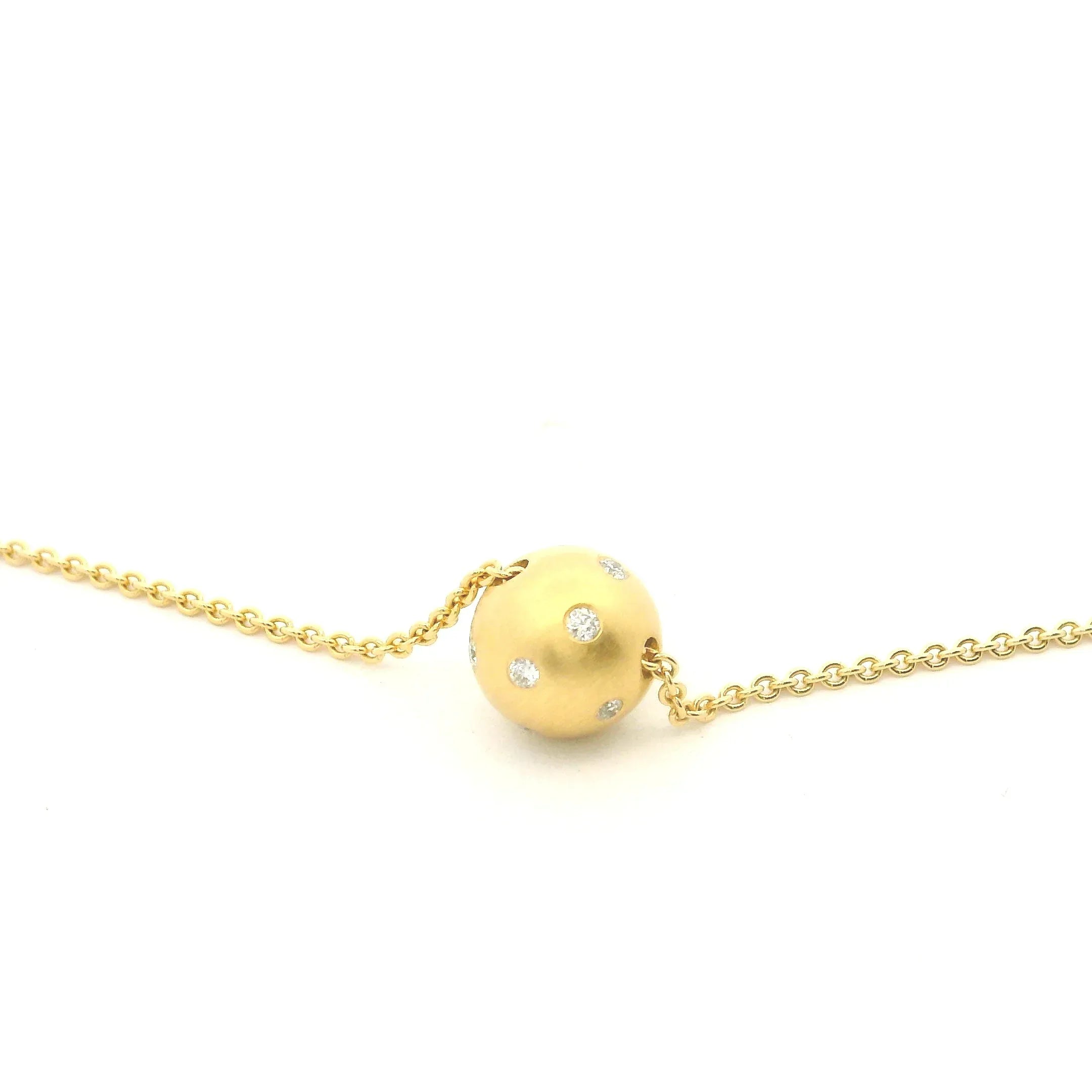 18 Karat Yellow Gold and Diamond Sphere Pendant