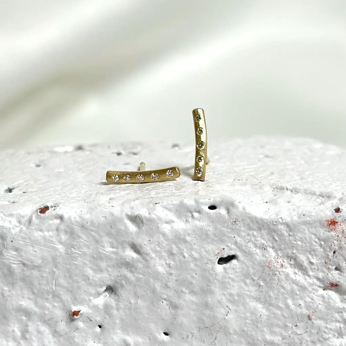 Yellow Gold and Diamond Bar Earrings