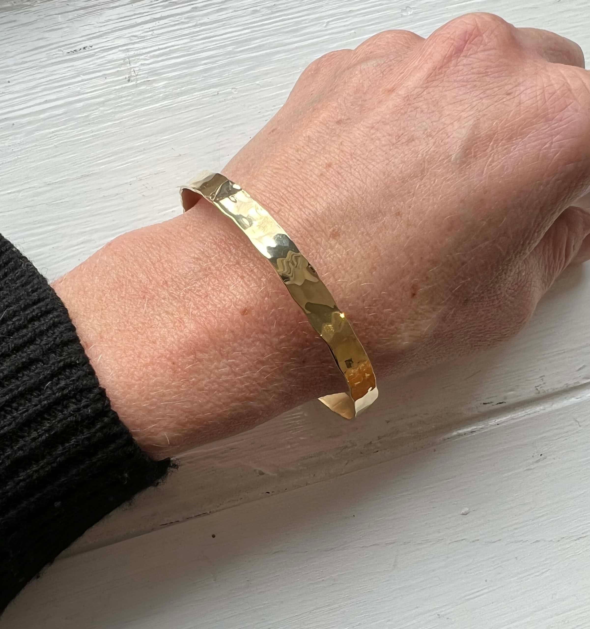 Yellow Gold Hammered Bangle
