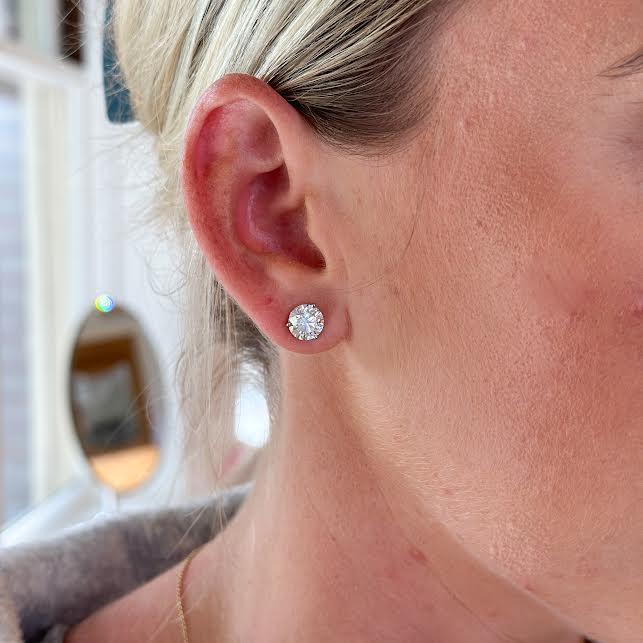 Platinum and 4.02 CT Diamond Studs