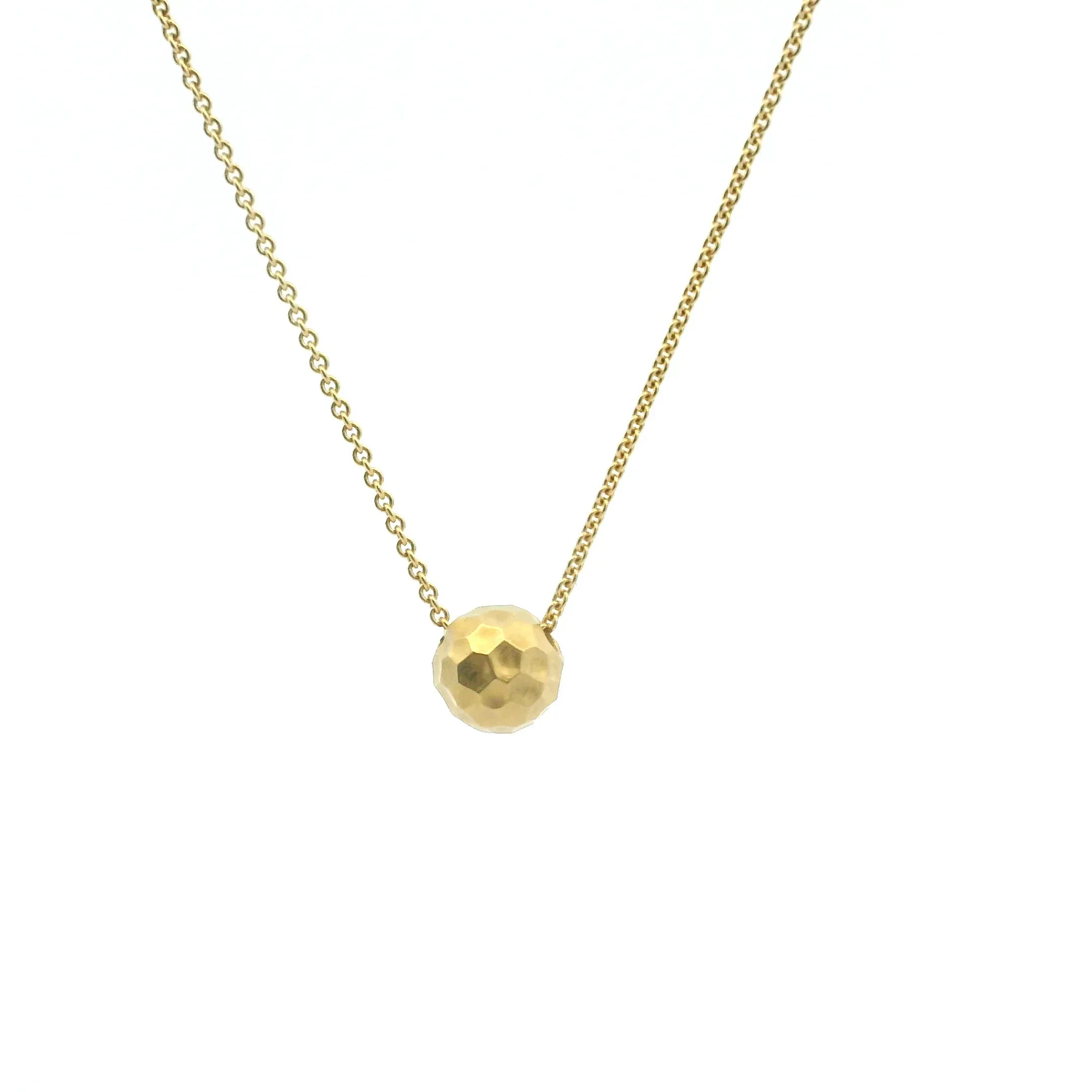 18 Karat Yellow Gold Hammered Sphere Pendant