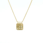Yellow Gold and Diamond Hammered Cushion Necklace