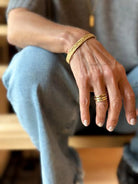 18 karat Yellow Gold Hammered Hinge Bangle