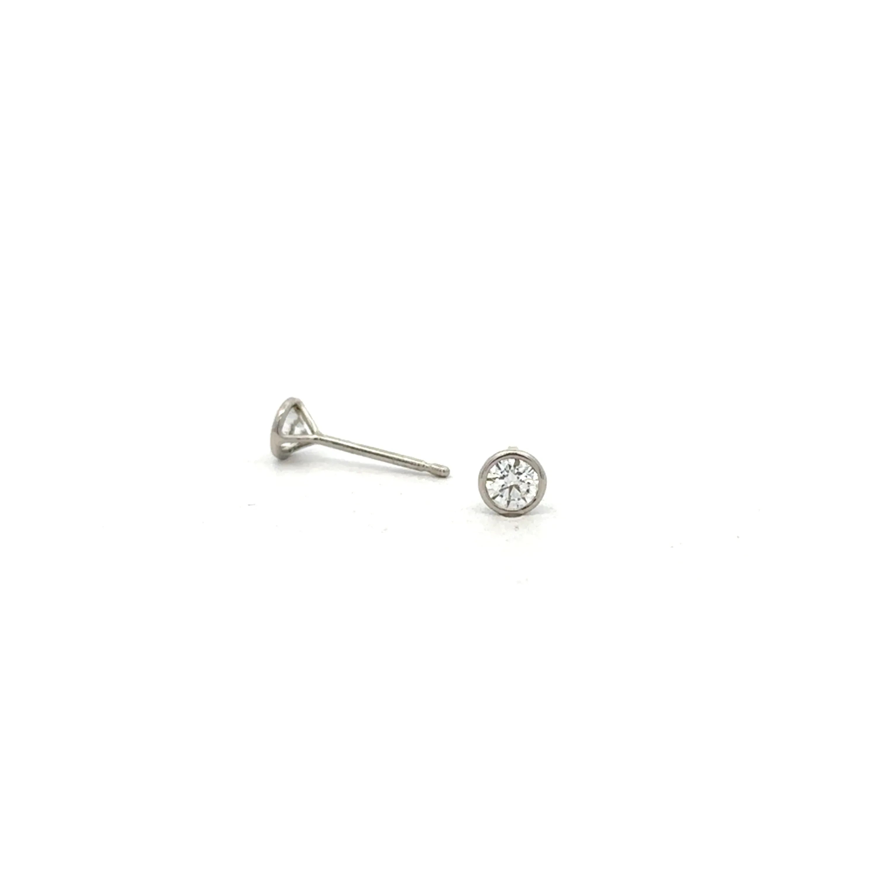 Platinum and Diamond Bezel Stud Earrings
