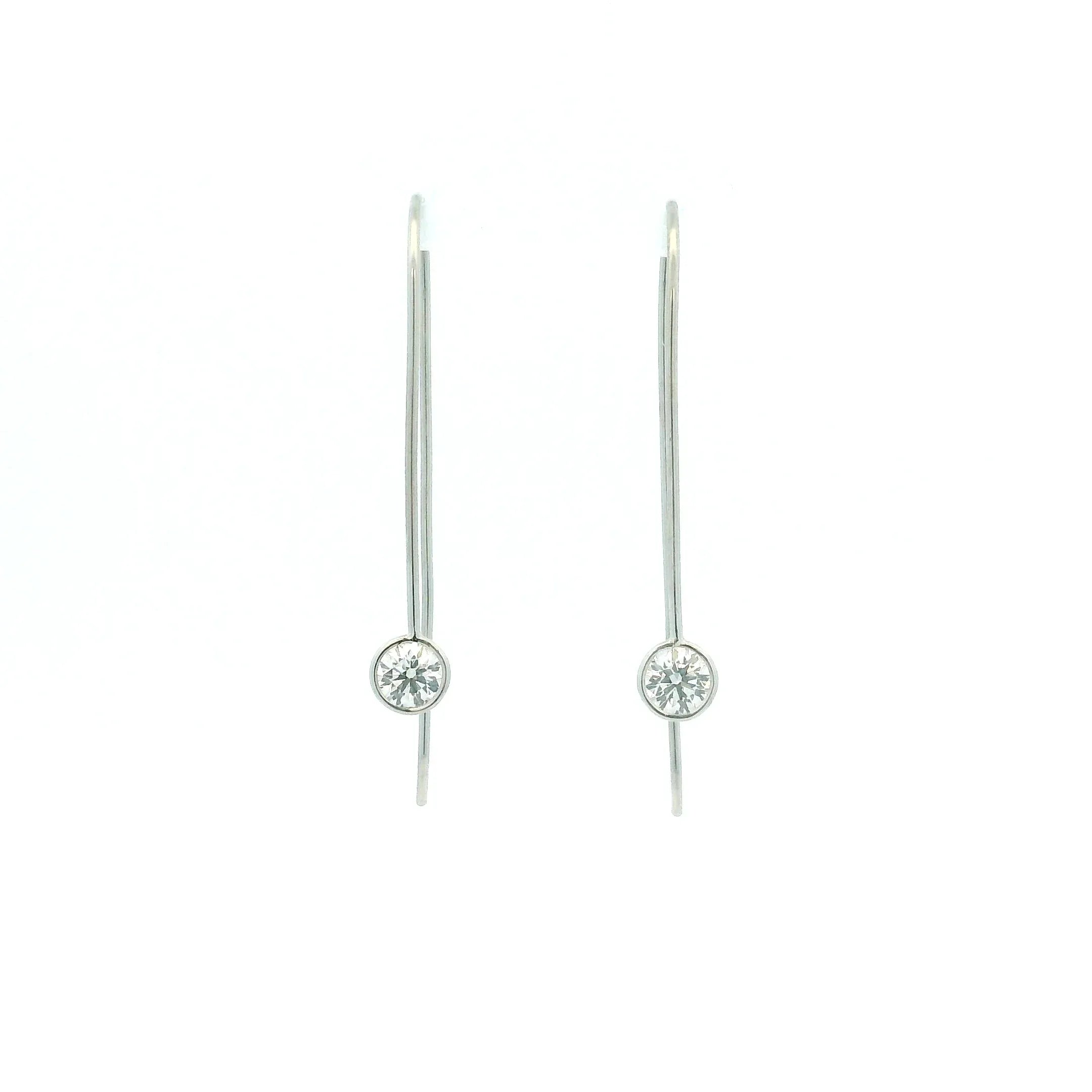 Platinum and Diamond Long Drop Earrings