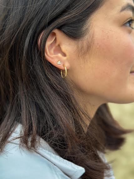18 karat Yellow Gold and Diamond Triple Stud Earring, Large