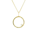Yellow Gold and Diamond Open Circle Pendant