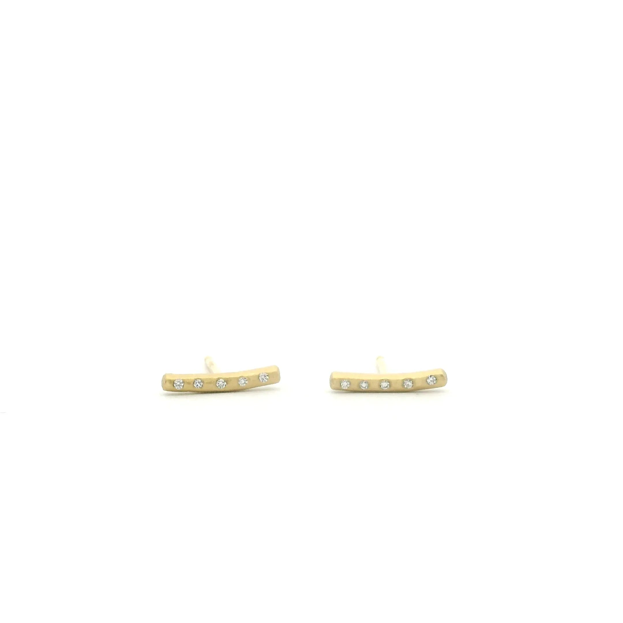 Yellow Gold and Diamond Bar Earrings