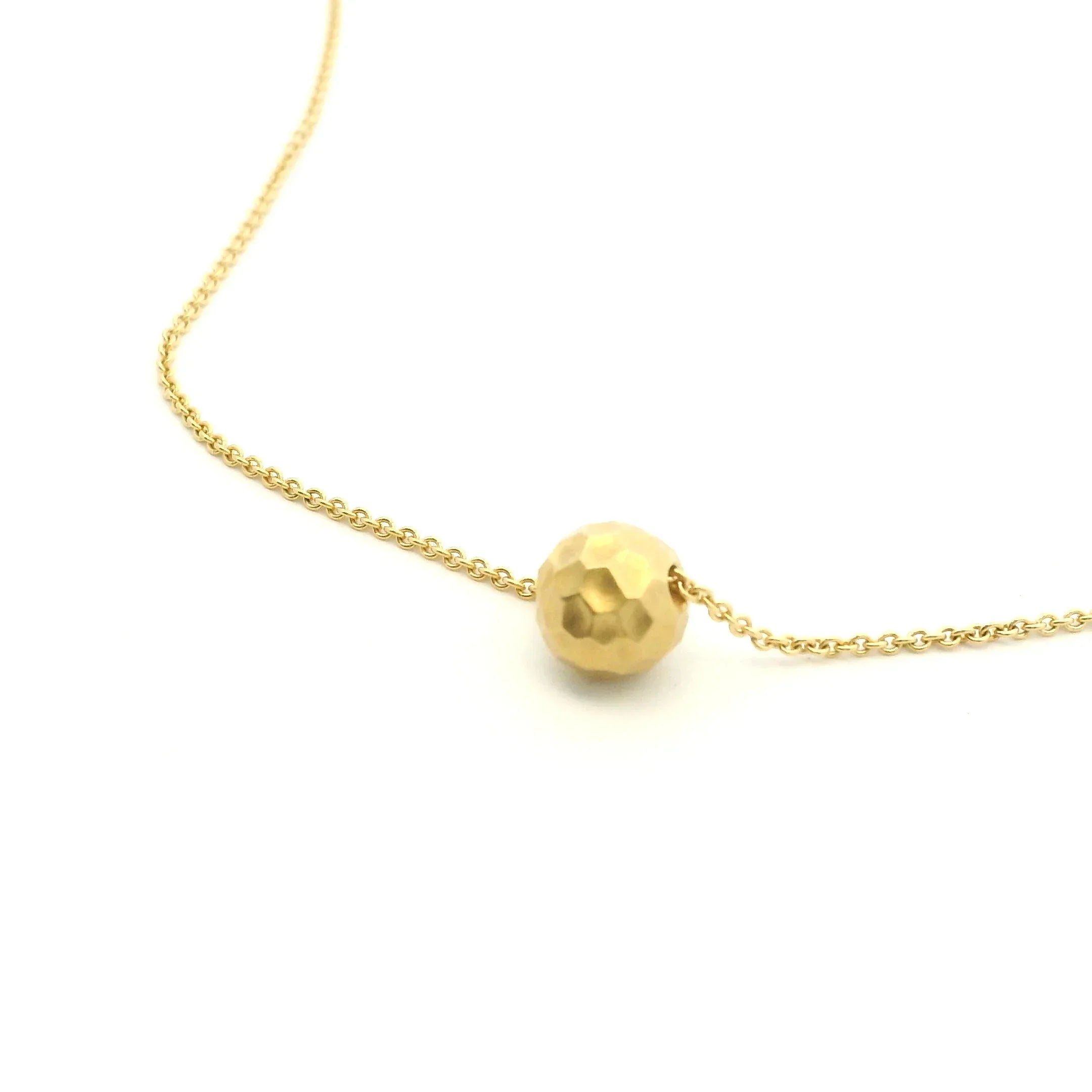 18 Karat Yellow Gold Hammered Sphere Pendant