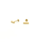 18 Karat Yellow Gold Large Bar Studs